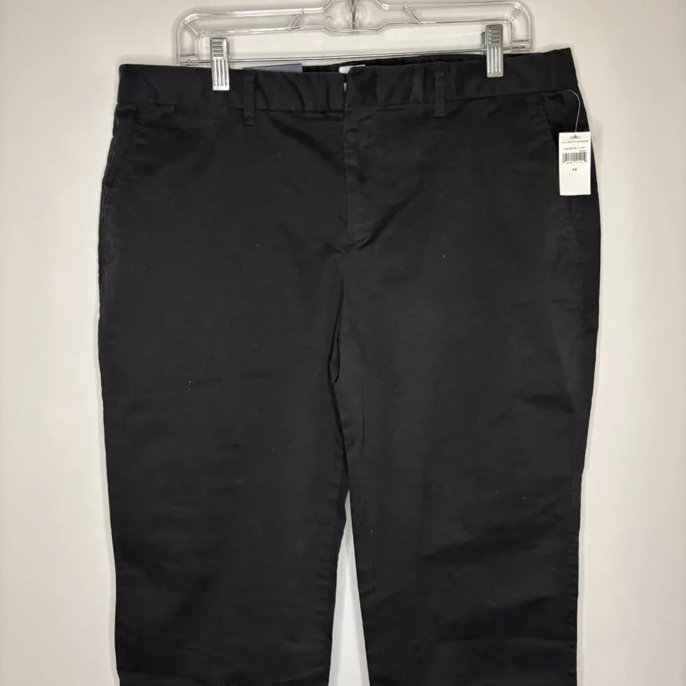 GAP NEW Slim City Crop Womens 14 Black Cotton Spandex Flat Front Casual
